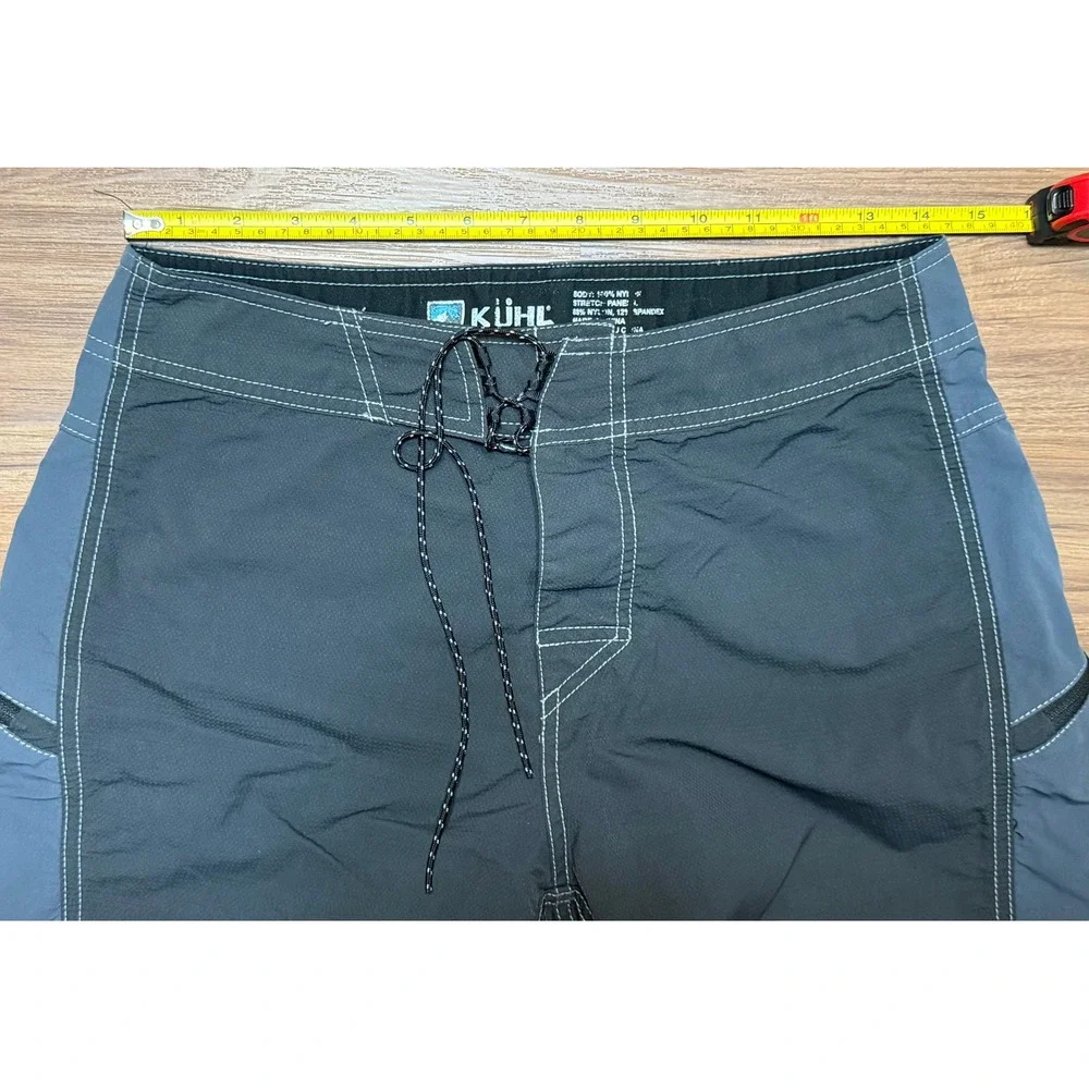 Kuhl Mutiny River Board Shorts Mens Gray Blue Hybrid Swim Trunks Hiking Sz 30
